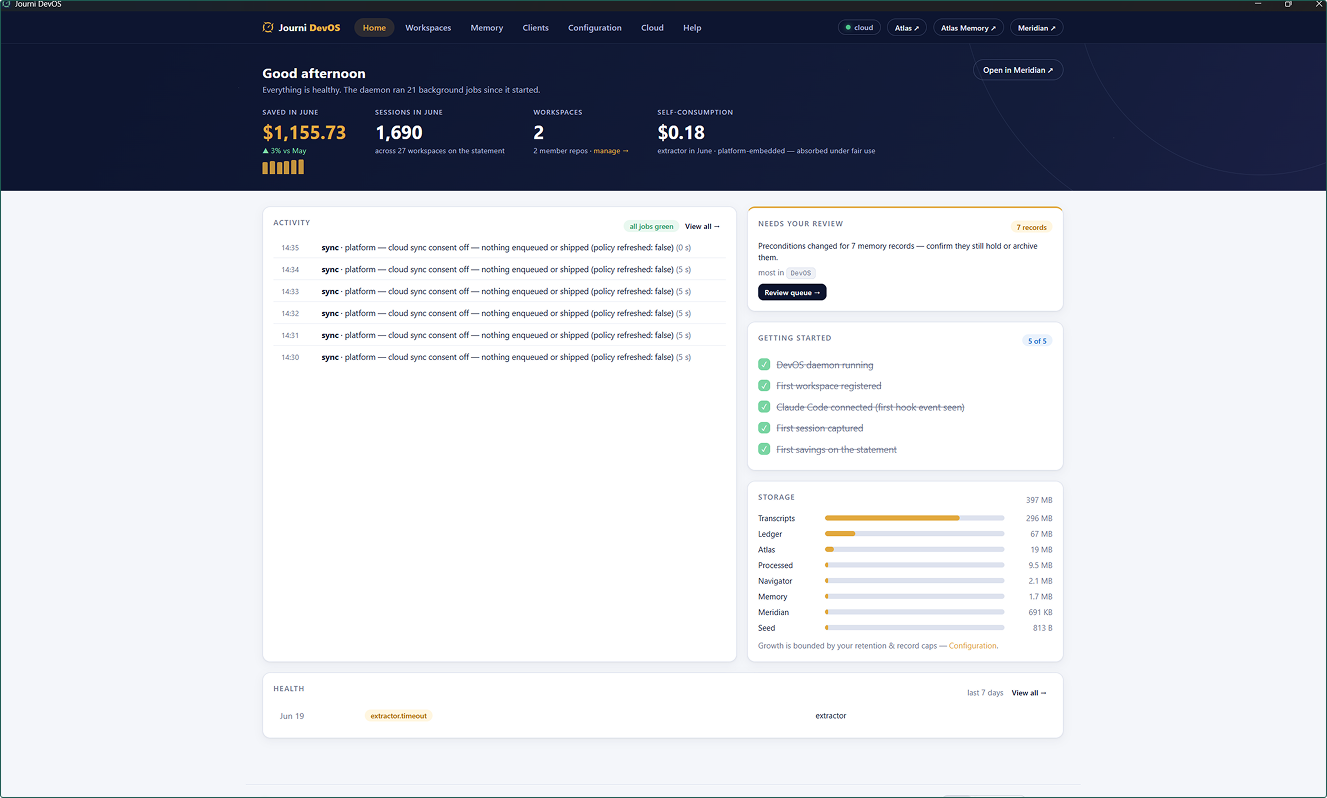 Hub — your local control centre for workspaces, memory and status