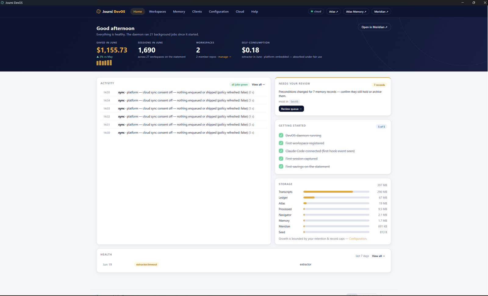Hub — the DevOS control centre